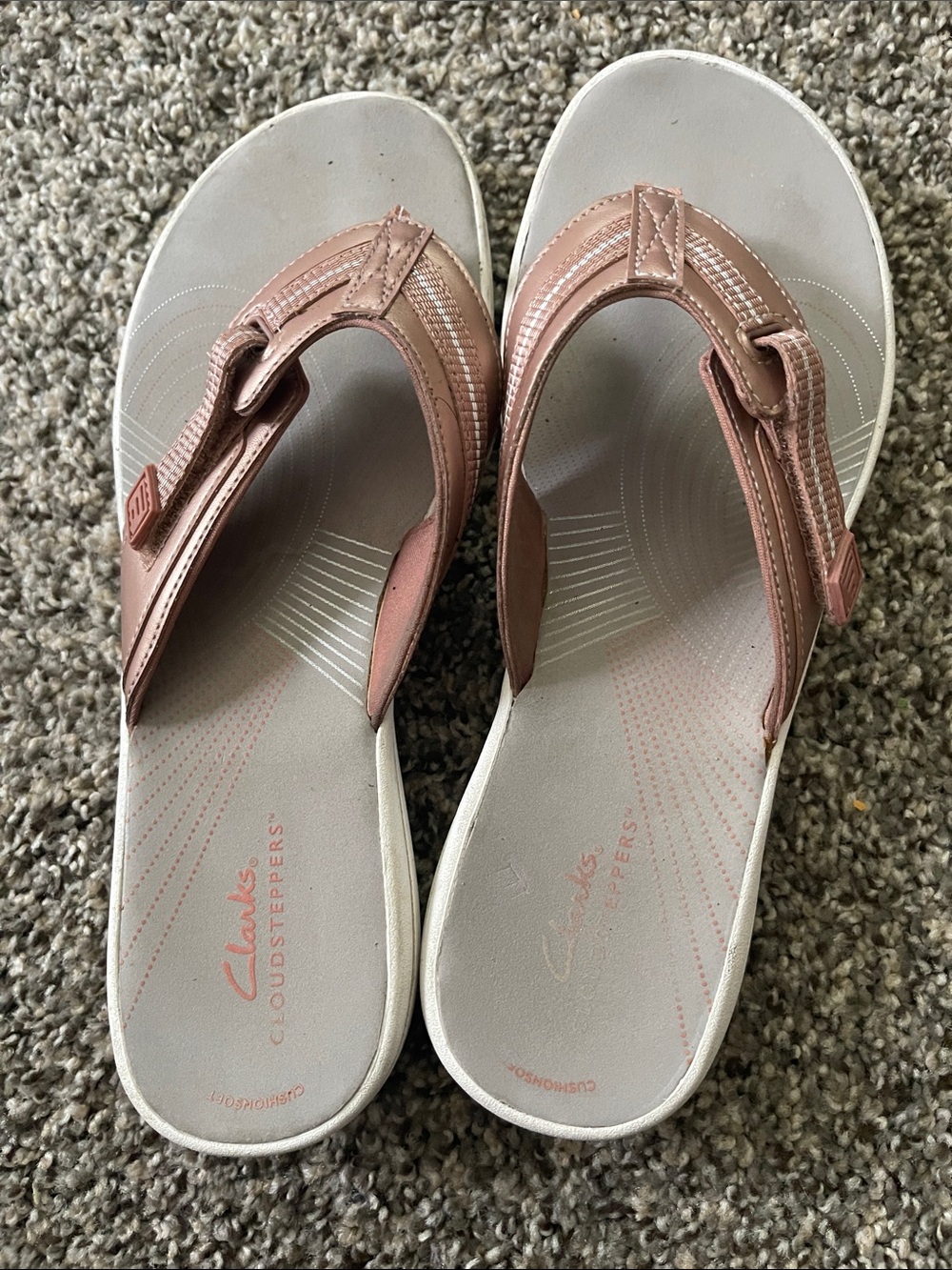 Clarks Women's Rose Gold Metallic Thong Sandals 10
